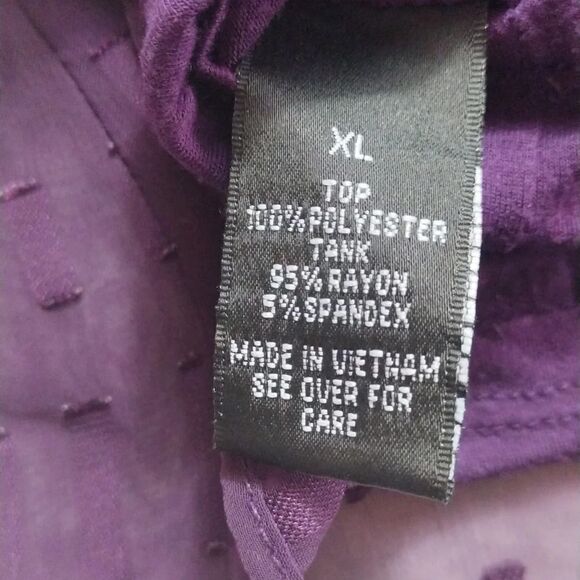 AB Studio Purple Layered Sheer Embroidered Bell Sleeves Blouse XL - Picture 13 of 14